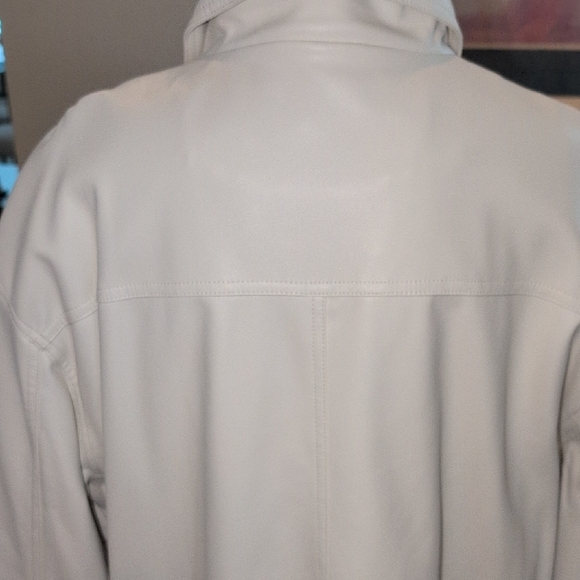 Oversized Cream Coat Faux Leather  with Black Buttons - Picture 10 of 12